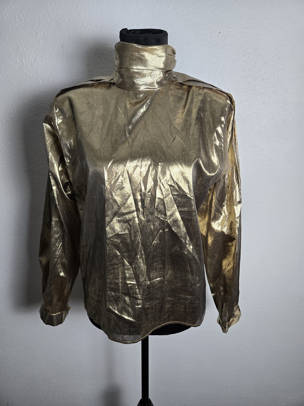 Metallic Gold High-Neck Women’s Top Vintage Avon